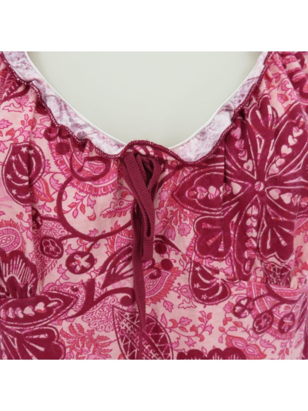 Y2K Daytrip Juniors Large Pink Red Floral Bow Babydoll Tank Top Shirt Scoop Neck - Picture 4 of 11